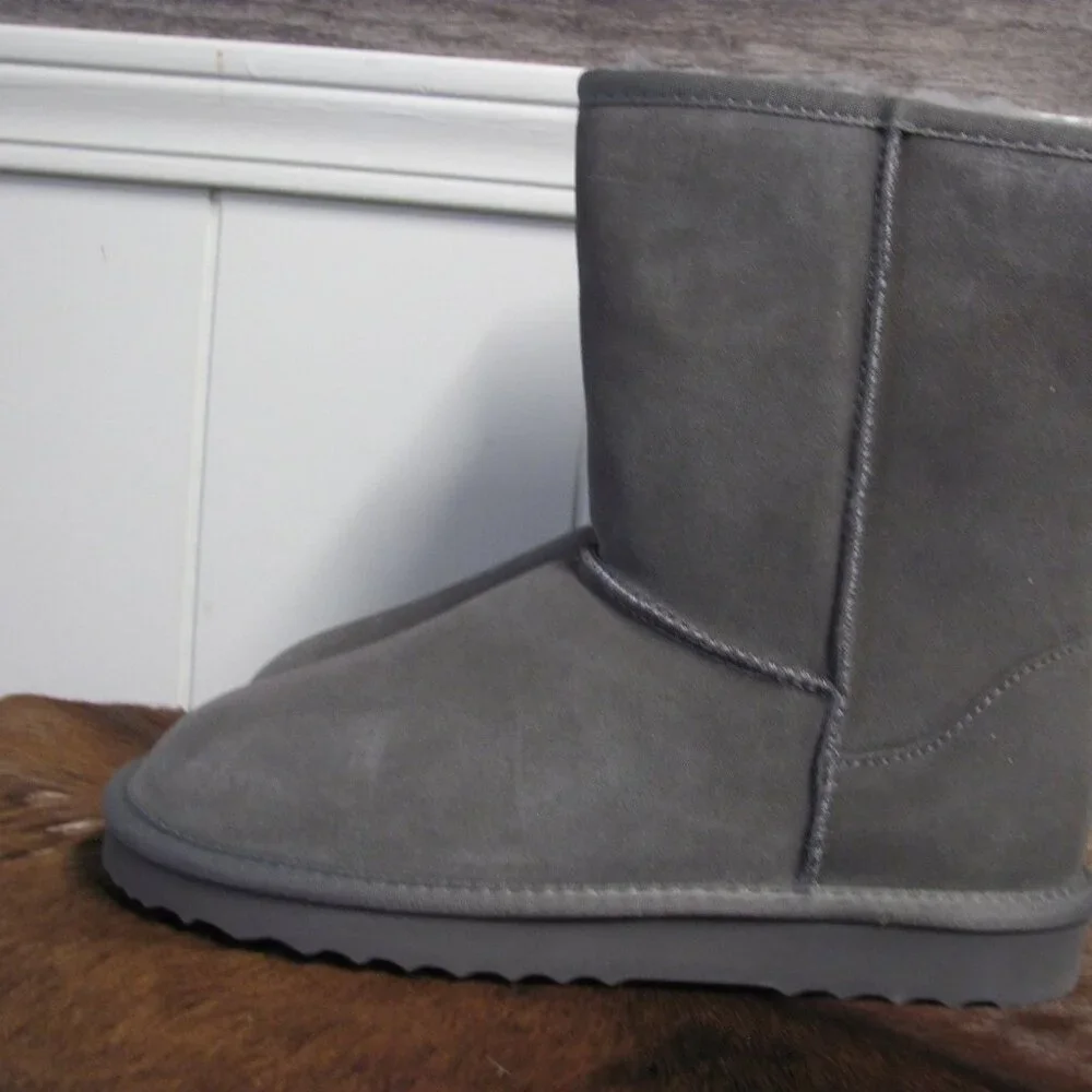QUINCE WOMENS GREY AUSTRALIAN SHEARLING MID CALF BOOTS NIB